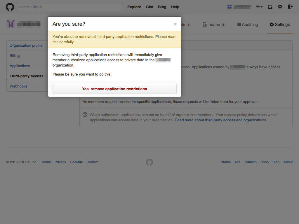 Organization Third-Party Access Warning