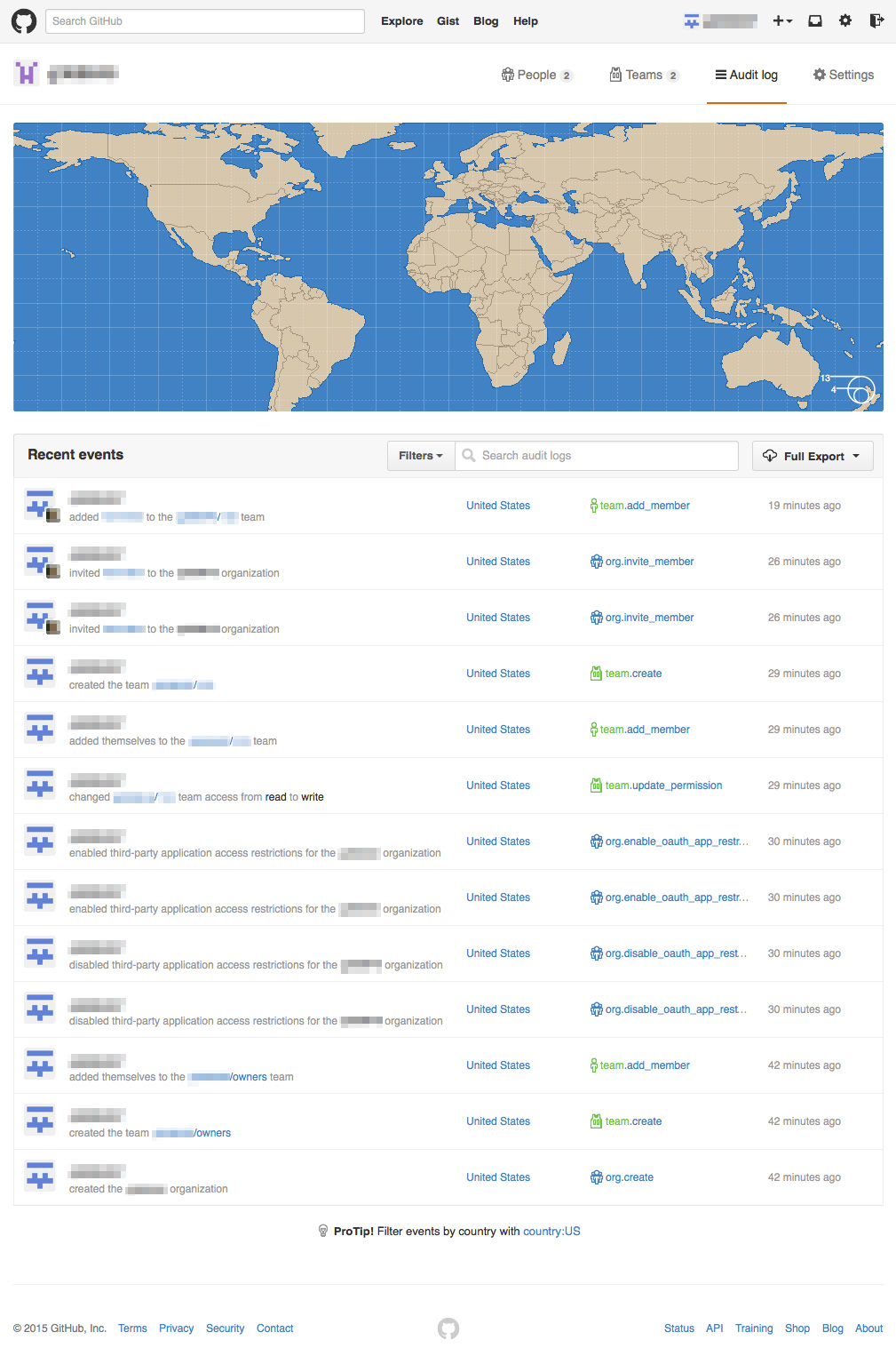 Organization Audit Log