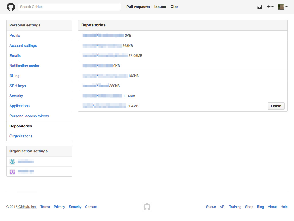 Personal Settings Repositories